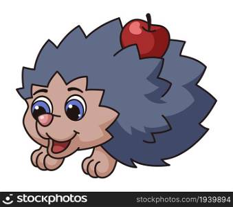 Cute hedgehog. Cartoon forest baby hedeghog animal wild nature character isolated on white background. Cute hedgehog. Cartoon forest baby hedeghog animal wild nature character