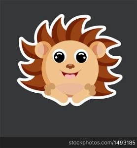 cute hedgehog sticker template in flat vector style