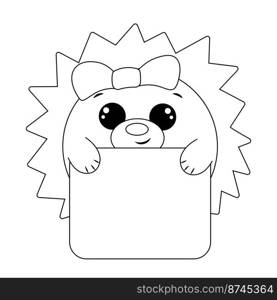 Cute Hedgehog with poster without text in black and white for congratulation