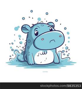 Cute hippopotamus in the water. Vector illustration in cartoon style.
