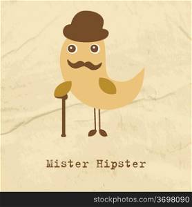 Cute hipster bird illustration