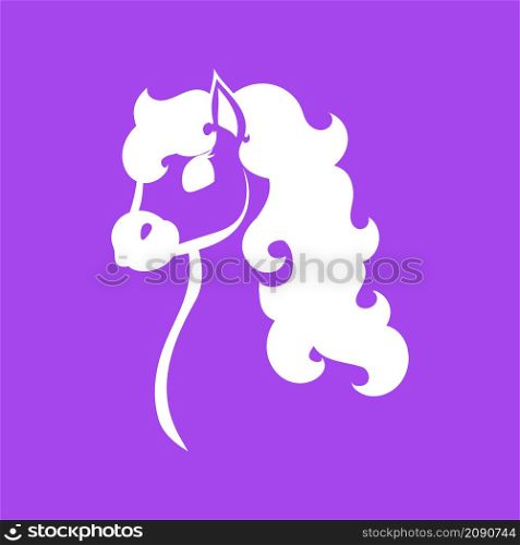 Cute horse. Color silhouette. Design element. Vector illustration. Template for books, stickers, posters, cards, clothes.