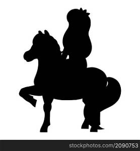 Cute horse. Farm animal. Black silhouette. Design element. Vector illustration isolated on white background. Template for books, stickers, posters, cards, clothes.