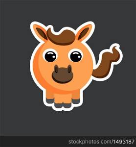 cute horse sticker template in flat vector style