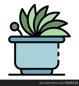 Cute houseplant icon. Outline cute houseplant vector icon color flat isolated. Cute houseplant icon color outline vector