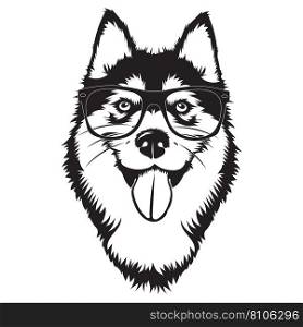 Cute husky with glasses Royalty Free Vector Image