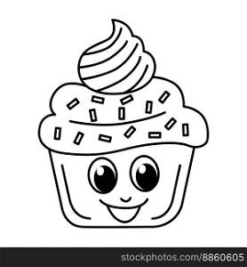 Cute ice cream cartoon coloring page illustration vector. For kids coloring book.