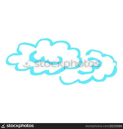 Cute icon in hand draw style. Cloud. Drawing with wax crayons, children&rsquo;s creativity. Vector illustration. Sign, symbol, pin, sticker. Icon in hand draw style. Drawing with wax crayons, children&rsquo;s creativity