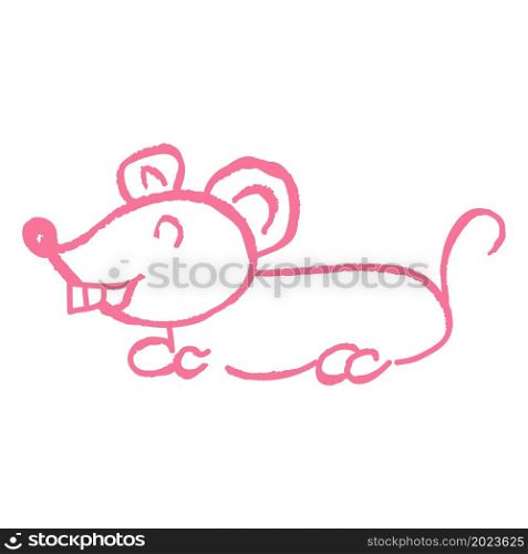Cute icon in hand draw style. Mouse. Drawing with wax crayons, children&rsquo;s creativity. Vector illustration. Icon in hand draw style. Drawing with wax crayons, children&rsquo;s creativity