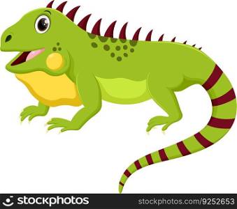 Cute iguana cartoon isolated on white background