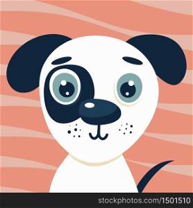 Cute illustration head puppy for kids. Nursery funny dog. Vector character for print on pink background.. Cute illustration head puppy for kids. Nursery funny dog. Character for print on pink background.