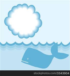 cute illustration of a whale and cloud