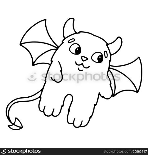 Cute imp. Coloring book page for kids. Cartoon style character. Vector illustration isolated on white background.