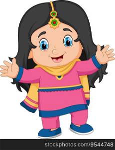 cute Indian girl character design for Diwali festival of illustration