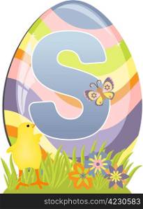 Cute initial letter S for easter design