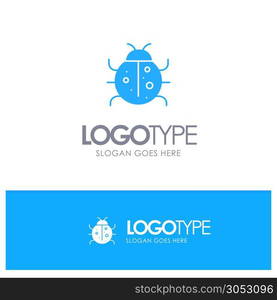 Cute, Insect, Ladybug, Nature, Spring Blue Solid Logo with place for tagline