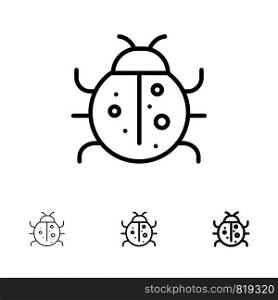 Cute, Insect, Ladybug, Nature, Spring Bold and thin black line icon set