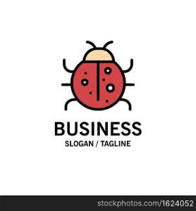 Cute, Insect, Ladybug, Nature, Spring Business Logo Template. Flat Color