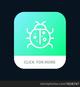 Cute, Insect, Ladybug, Nature, Spring Mobile App Button. Android and IOS Line Version