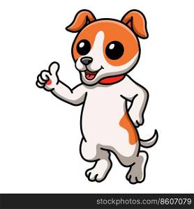 Cute jack russel dog cartoon giving thumb up