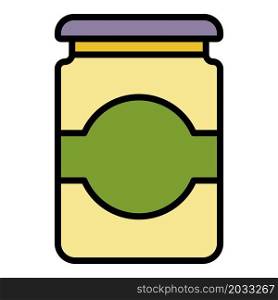 Cute jam jar icon. Outline cute jam jar vector icon color flat isolated. Cute jam jar icon color outline vector