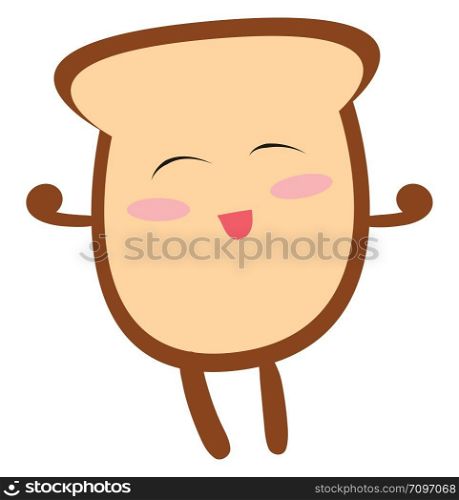 Cute jumping bread, illustration, vector on white background.
