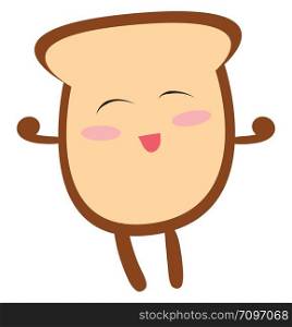 Cute jumping bread, illustration, vector on white background.