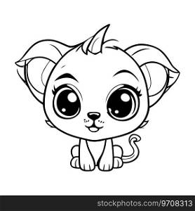Cute kawaii cat. Vector illustration for coloring book or page