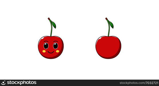 Cute Kawaii Apple Cartoon Ripe Fruit Vector Illustration Of Cartoon Red Apple With Kind Eyes 