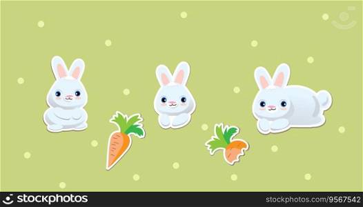 Cute kawaii hand drawn face bunny rabbit in anime style
