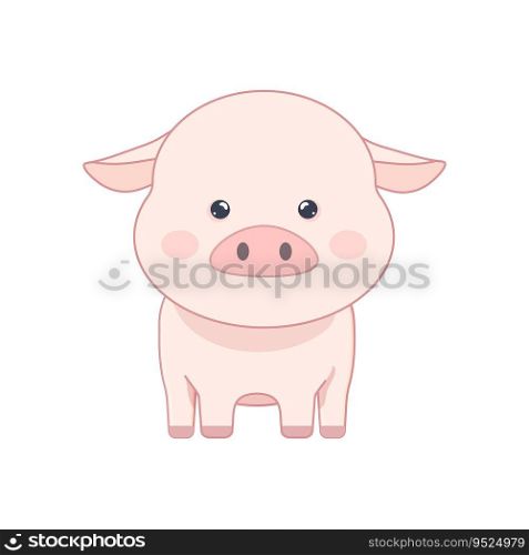 cute kawaii pig on white isolated background vegan vegan theme. cute kawaii pig on white isolated background
