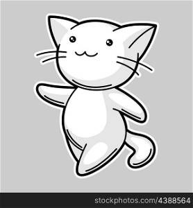 Cute kawaii white cat. Sticker for fun.. Cute kawaii white cat. Sticker for fun