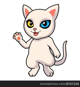 Cute khao manee cat cartoon waving hand