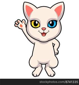 Cute khao manee cat cartoon waving hand