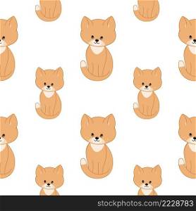 Cute kittens and cat isolated on white background. Vector pattern with cats for children&rsquo;s room,. Seamless endless background for printing on fabric, packaging paper, clothing.