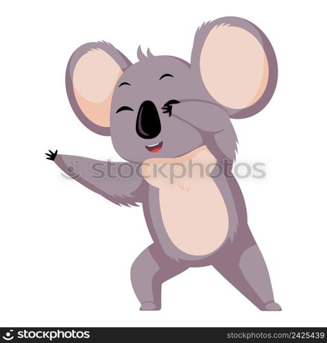 Cute koala dabbing isolated on white background. Cartoon character dancing. Design of funny animals sticker for showing emotion. Vector illustration. Cute koala dabbing isolated on white background. Cartoon character dancing.