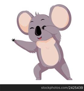 Cute koala dabbing isolated on white background. Cartoon character dancing. Design of funny animals sticker for showing emotion. Vector illustration. Cute koala dabbing isolated on white background. Cartoon character dancing.
