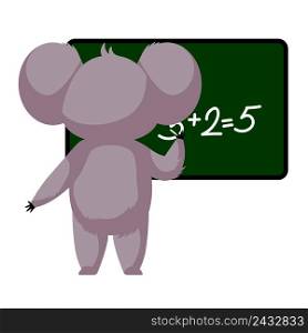 Cute koala teacher isolated on white background. Cartoon character studying math. Design of funny animals sticker for showing emotion. Vector illustration. Cute koala teacher isolated on white background. Cartoon character studying math.
