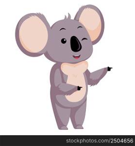Cute koala wink isolated on white background. Cartoon character flirting. Design of funny animals sticker for showing emotion. Vector illustration. Cute koala wink isolated on white background. Cartoon character flirting.