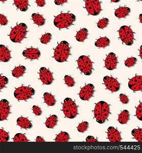 Cute ladybirds seamless pattern. Vector Print for kids textile, wrapping or wallpaper design.. Cute ladybirds seamless pattern. Vector Print for kids textile, wrapping or wallpaper design