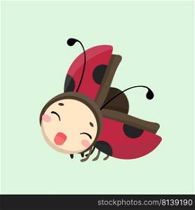 Cute Ladybug vector illustration in flat style. . Cute Ladybug vector