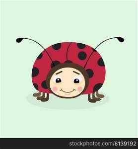 Cute Ladybug vector illustration in flat style. . Cute Ladybug vector
