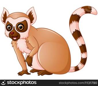 Cute lemur cartoon isolated on white background