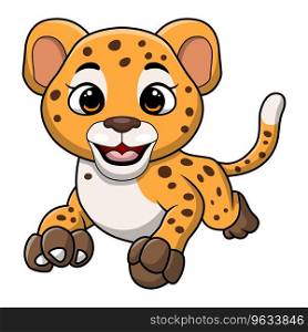 Cute leopard cartoon on white background