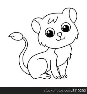 Cute lion cartoon coloring page for kids Vector Image
