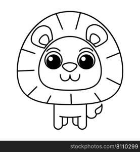 Cute lion cartoon coloring page for kids Vector Image