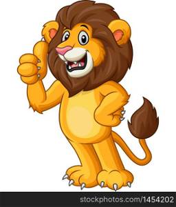 Cute lion cartoon giving thumb up