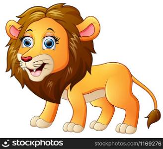 Cute lion cartoon isolated on white background