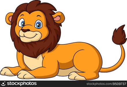 Cute lion cartoon lying down