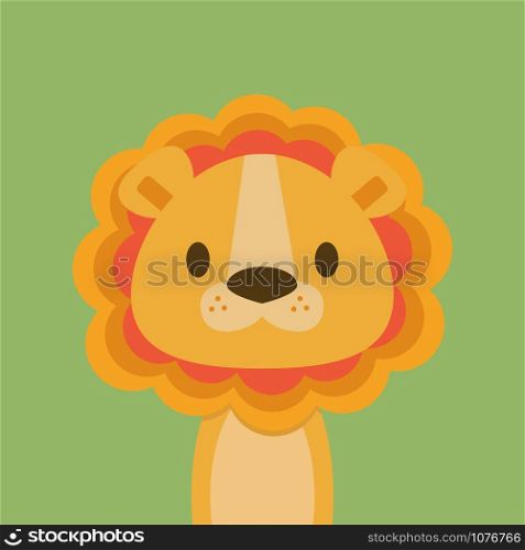 Cute lion, illustration, vector on white background.